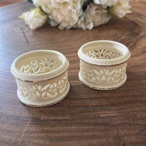 2 Lenox Illuminations Pierced Tea Light Candle Holders